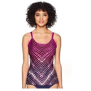 Calvin Klein Women Over The Shoulder Tankini Swimsuit Purple Size S